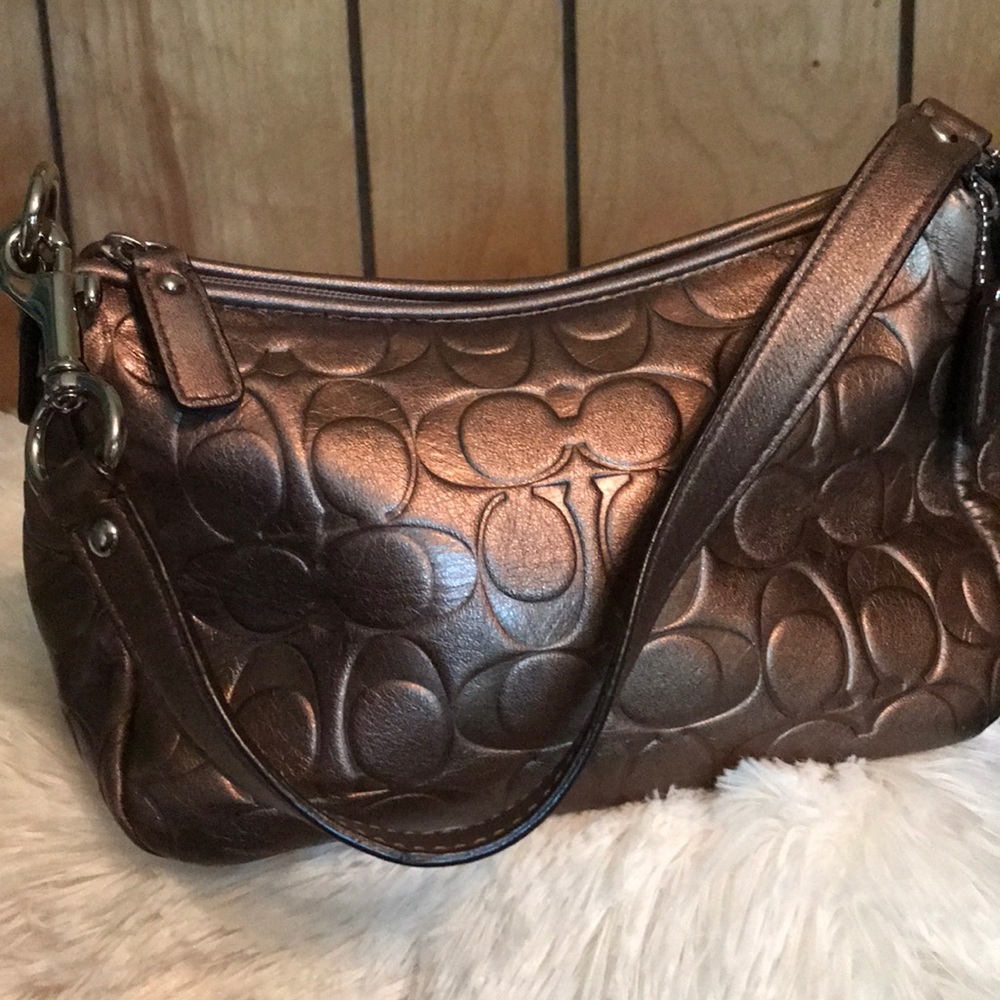 {COACH} small hand bag/wristlet metallic bronze